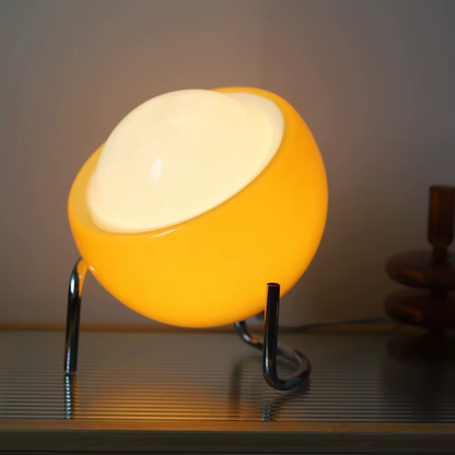 Lampe de Chevet Bauhaus en Verre Soufflé – Design Rétro LED, Lumière Chaude et Pied Métal Élégant