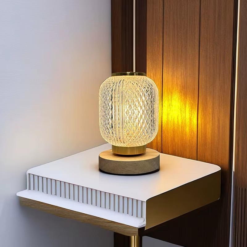 Lampe de Chevet Cristal Style Lanterne – Tactile, Variateur Progressif pour Ambiance Luxe & Cosy