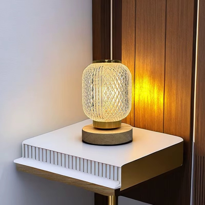 Lampe de Chevet Cristal Style Lanterne – Tactile, Variateur Progressif pour Ambiance Luxe & Cosy