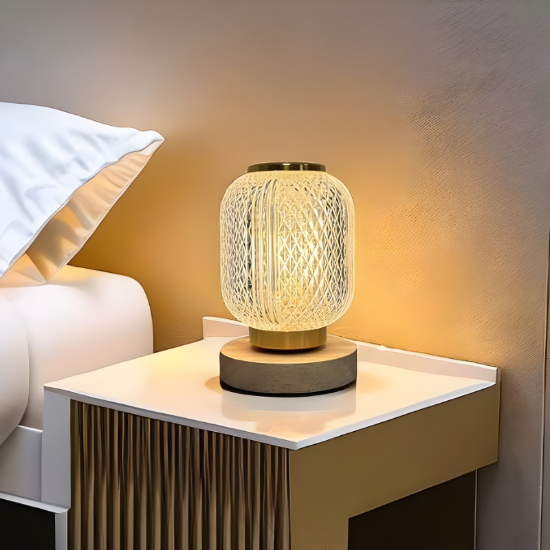 Lampe de Chevet Cristal Style Lanterne – Tactile, Variateur Progressif pour Ambiance Luxe & Cosy