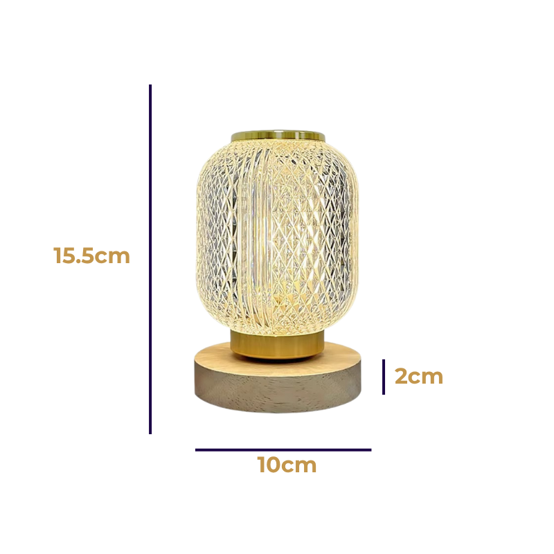Lampe de Chevet Cristal Style Lanterne – Tactile, Variateur Progressif pour Ambiance Luxe & Cosy