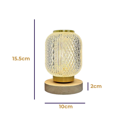 Lampe de Chevet Cristal Style Lanterne – Tactile, Variateur Progressif pour Ambiance Luxe & Cosy
