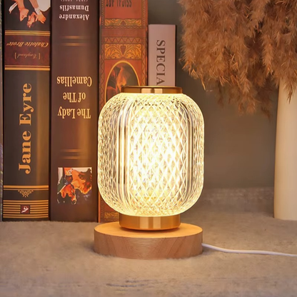 Lampe de Chevet Cristal Style Lanterne – Tactile, Variateur Progressif pour Ambiance Luxe & Cosy