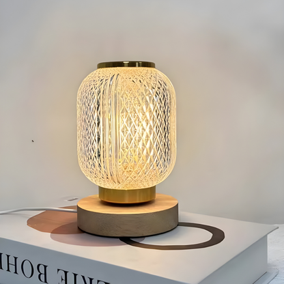 Lampe de Chevet Cristal Style Lanterne – Tactile, Variateur Progressif pour Ambiance Luxe & Cosy