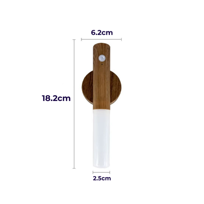 Lampe de Chevet Murale LED Rechargeable USB-C avec Détecteur de Mouvement – Design Bois Nordique, Éclairage Doux et Pratique