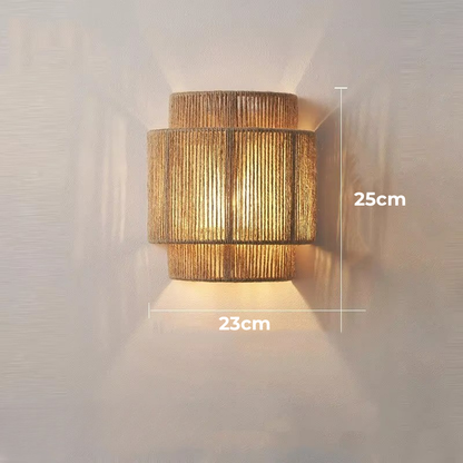 Lampe de Chevet Murale en Chanvre Tressé – Design Bohème Art Déco, Lumière Chaleureuse et Ambiance Apaisante