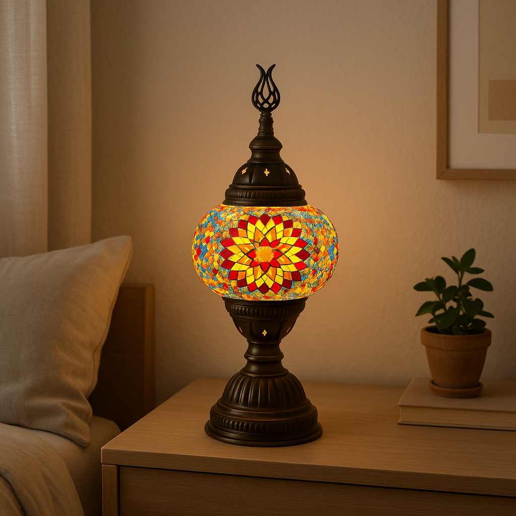 Lampe de Chevet Turque Mosaïque — Verre Coloré Fait Main & Ambiance Orientale Chaleureuse