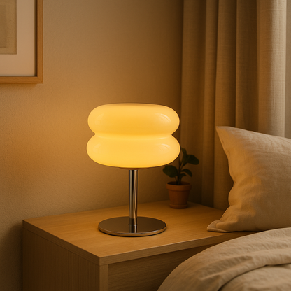Lampe de Chevet Macaron en Verre — Design Moderne Tricolore, Éclairage LED Doux & Ambiance Élégante