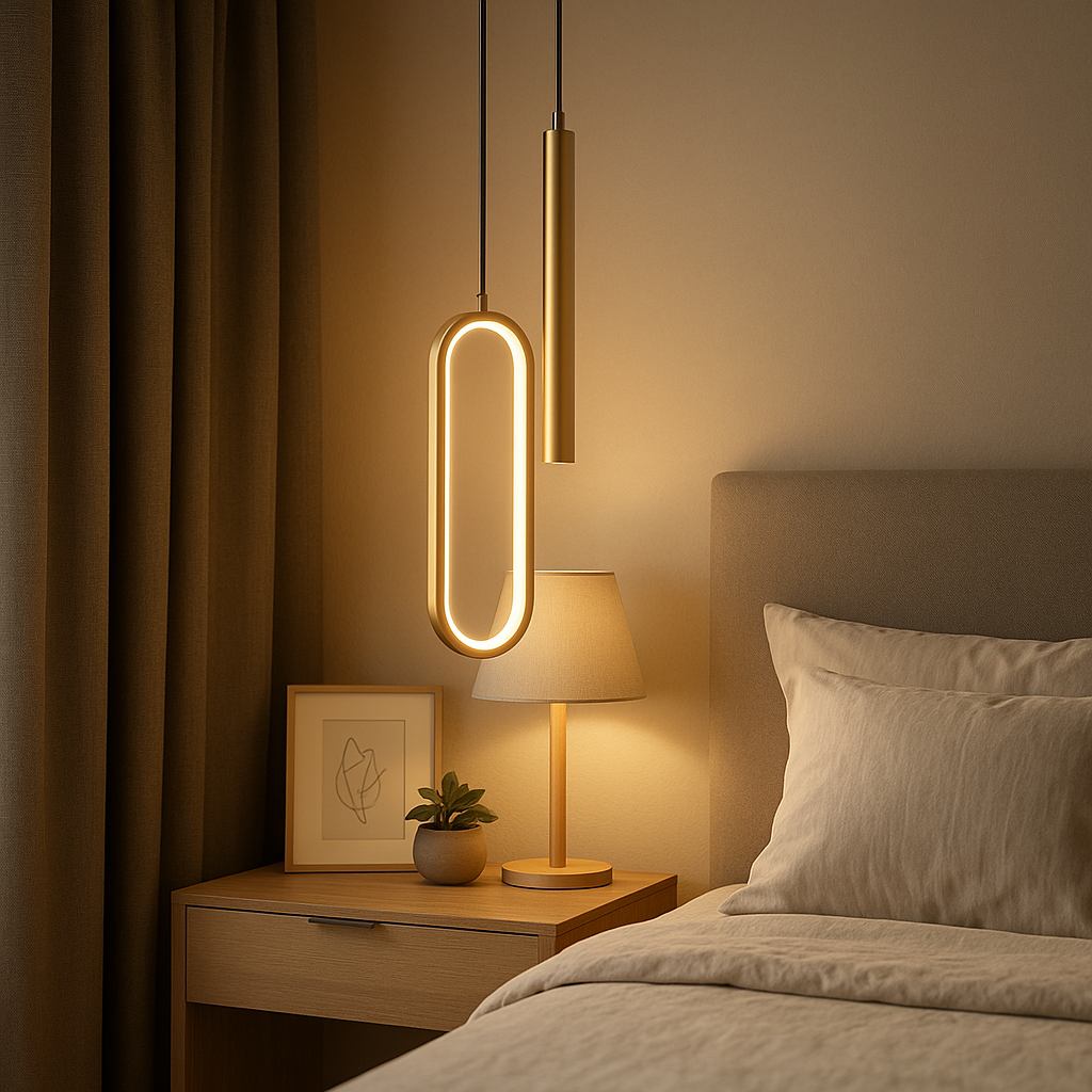 Lampe de Chevet LED Suspendue – Design Nordique Moderne en Métal, 3 Couleurs de Lumière pour Ambiance Élégante