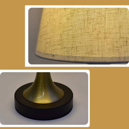 Lampe de Chevet Rétro LED avec Abat-jour en Lin – Lumière Chaude, Dimmable et Élégante pour Ambiance Cosy
