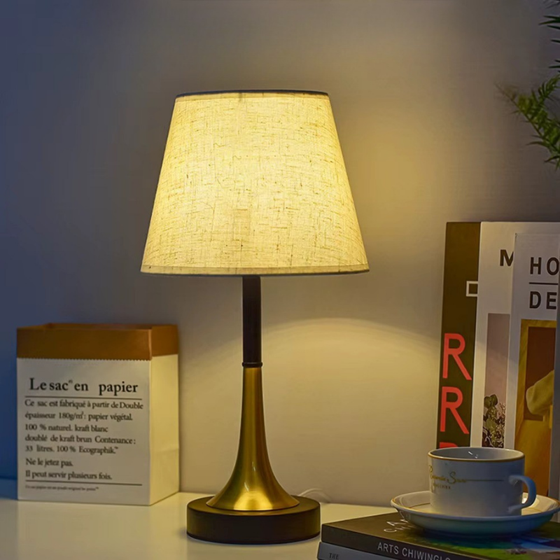 Lampe de Chevet Rétro LED avec Abat-jour en Lin – Lumière Chaude, Dimmable et Élégante pour Ambiance Cosy