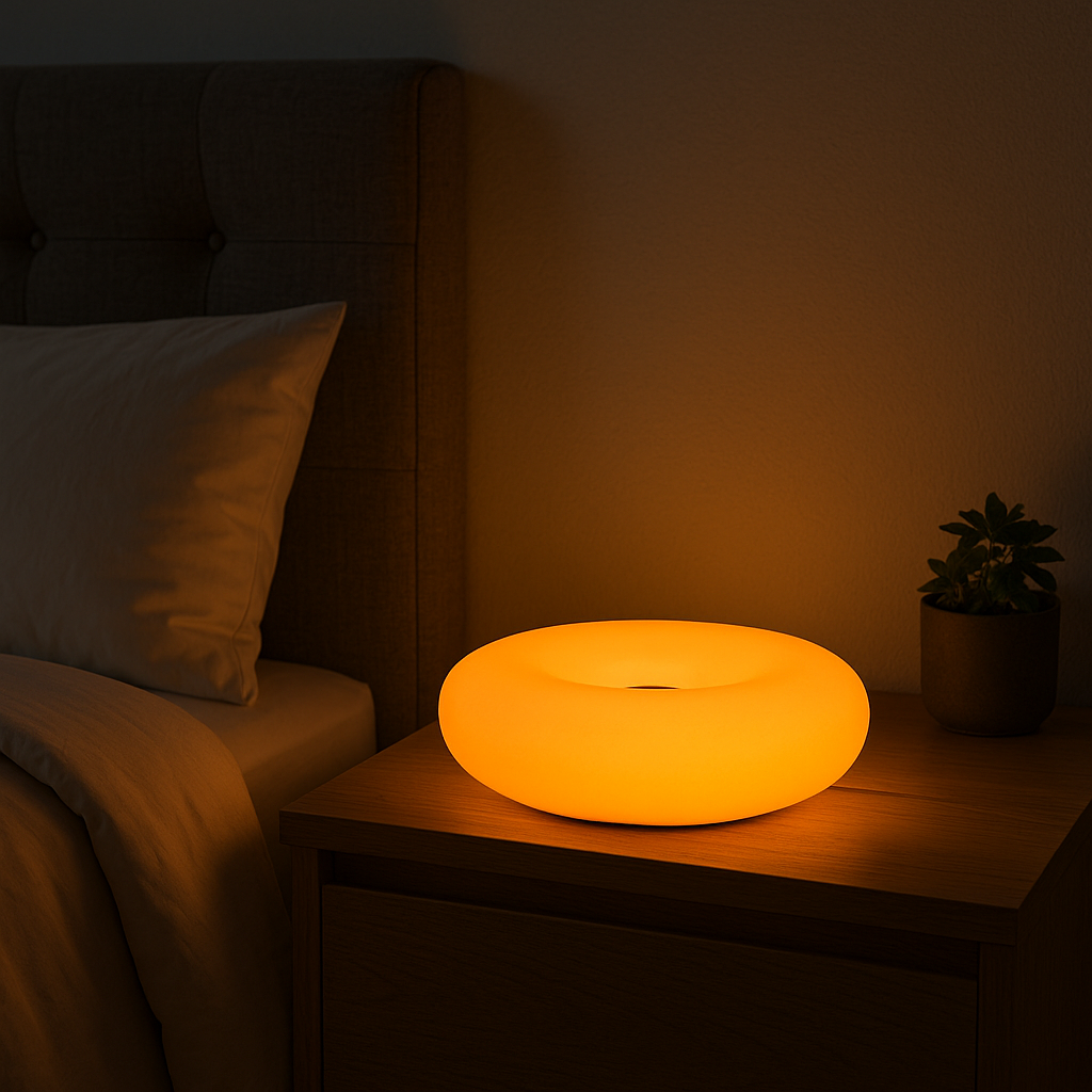 Lampe de Chevet Design Bauhaus — LED Tactile Donut RGB 16 Couleurs, USB & Dimmable pour Ambiance Moderne