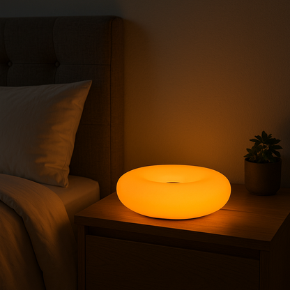 Lampe de Chevet Design Bauhaus — LED Tactile Donut RGB 16 Couleurs, USB & Dimmable pour Ambiance Moderne