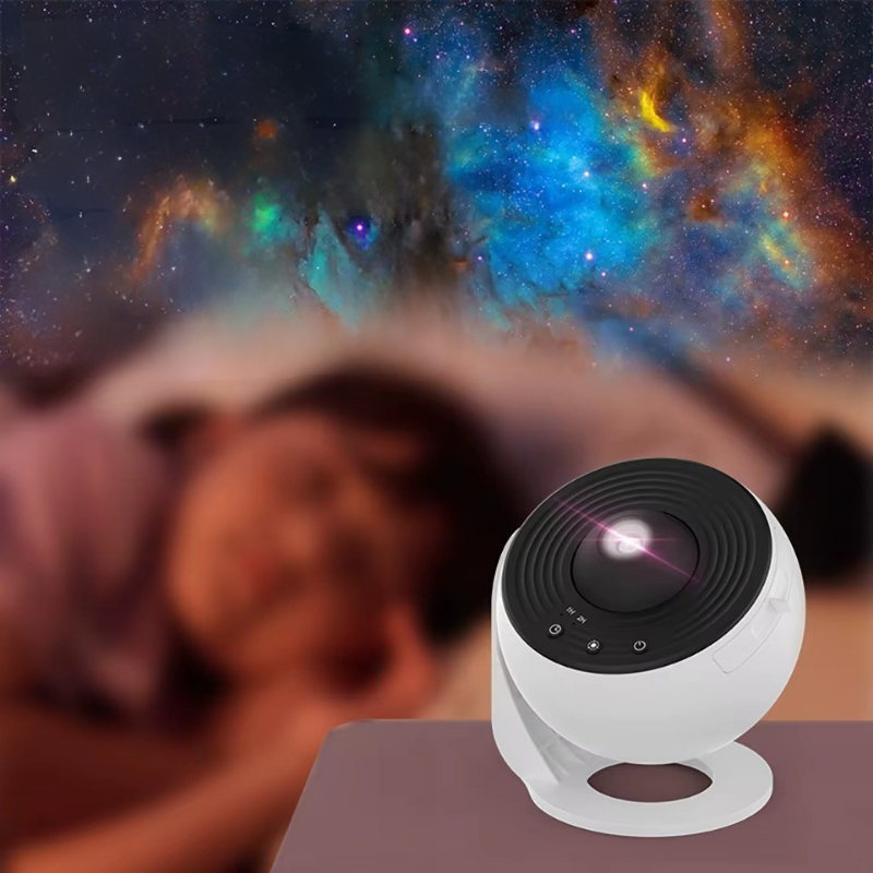 Lampe de Chevet Projecteur Galaxie 360° Rechargeable – LED Rotative avec 12 Scénarios Stellaires pour Ambiance Magique et Rêves Étoilés Enfant