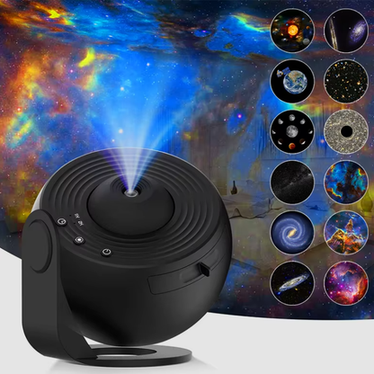Lampe de Chevet Projecteur Galaxie 360° Rechargeable – LED Rotative avec 12 Scénarios Stellaires pour Ambiance Magique et Rêves Étoilés Enfant