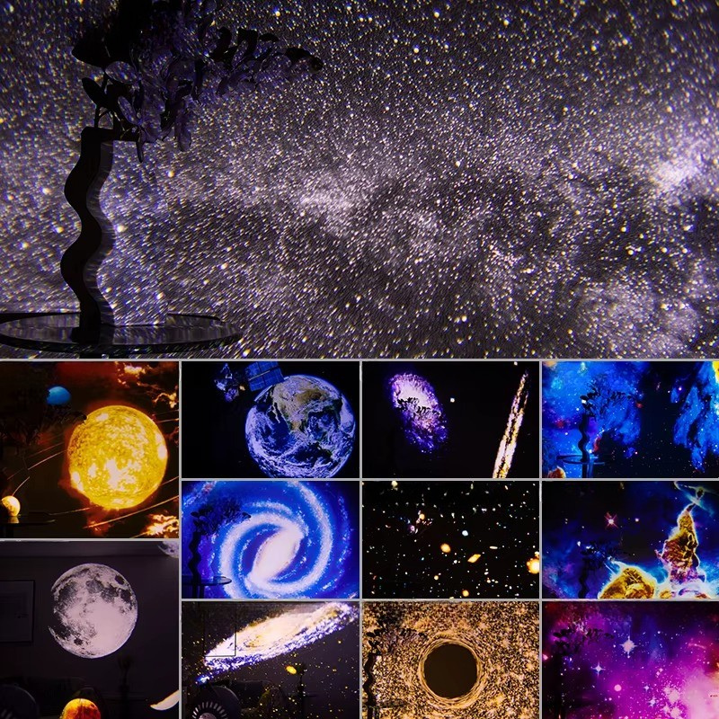 Lampe de Chevet Projecteur Galaxie 360° Rechargeable – LED Rotative avec 12 Scénarios Stellaires pour Ambiance Magique et Rêves Étoilés Enfant