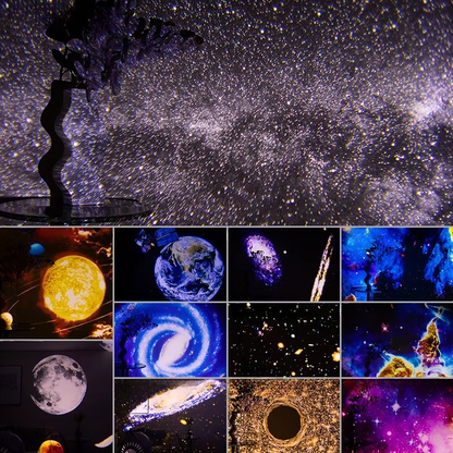 Lampe de Chevet Projecteur Galaxie 360° Rechargeable – LED Rotative avec 12 Scénarios Stellaires pour Ambiance Magique et Rêves Étoilés Enfant