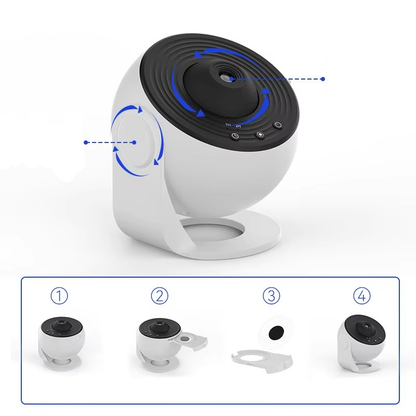 Lampe de Chevet Projecteur Galaxie 360° Rechargeable – LED Rotative avec 12 Scénarios Stellaires pour Ambiance Magique et Rêves Étoilés Enfant