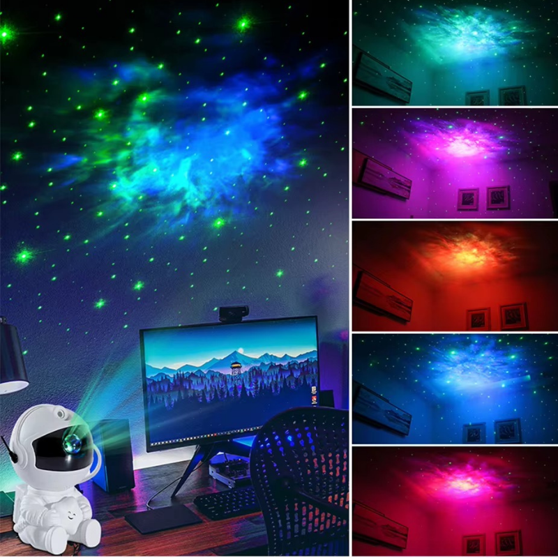 Lampe de Chevet Astronaute LED Projecteur Galaxie Sans Fil Rechargeable – Ciel Étoilé Magique, Ambiance Cosy et Rêveuse pour Chambre Enfant