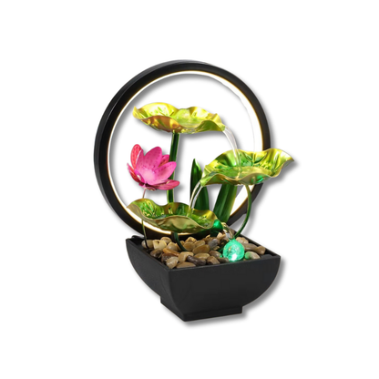 Lampe de Chevet Fontaine LED – Cascade Zen avec Rochers Naturels et Anneau Lumineux, Ambiance Relaxante pour Maison ou Bureau