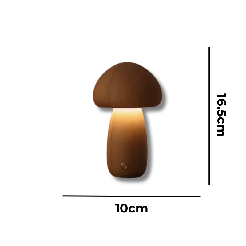 Lampe de Chevet Champignon Bois - LED Tactile 3 Niveaux, Design Minimaliste & Lumière Apaisante