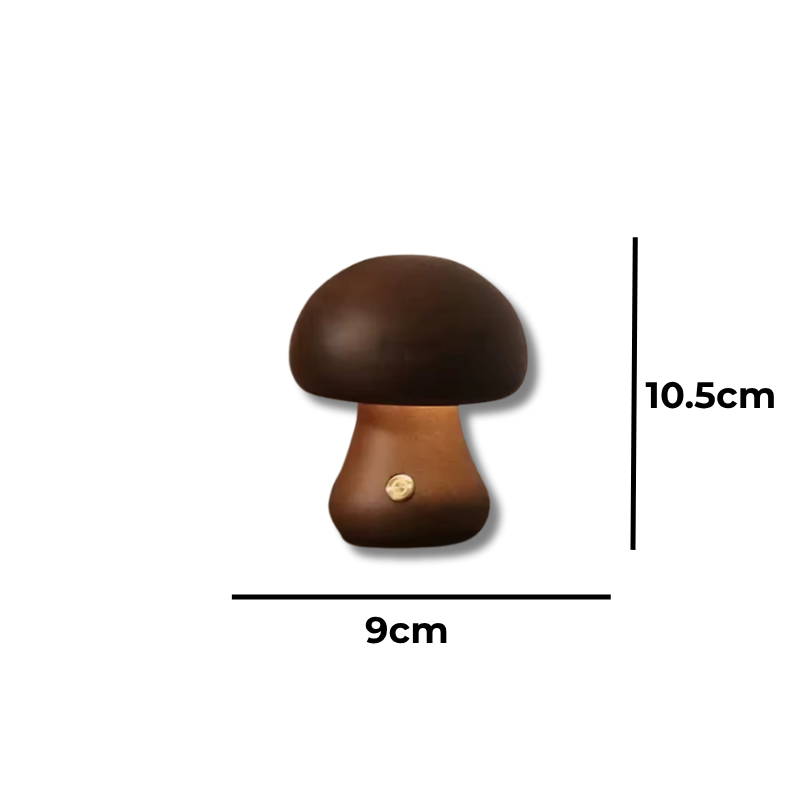 Lampe de Chevet Champignon Bois - LED Tactile 3 Niveaux, Design Minimaliste & Lumière Apaisante