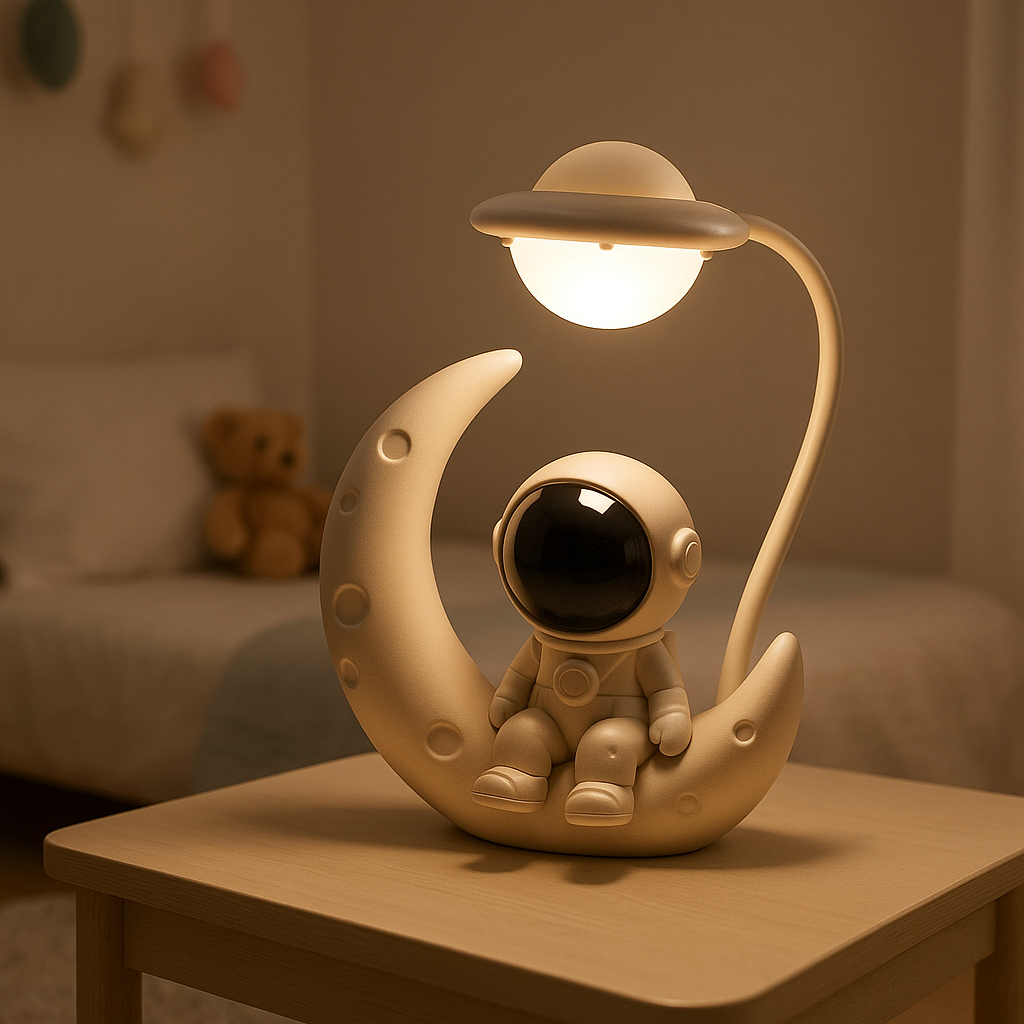 Lampe de Chevet Astronaute Lune LED – Design Créatif USB, Lumière Douce et Atmosphère Cosy pour Chambre