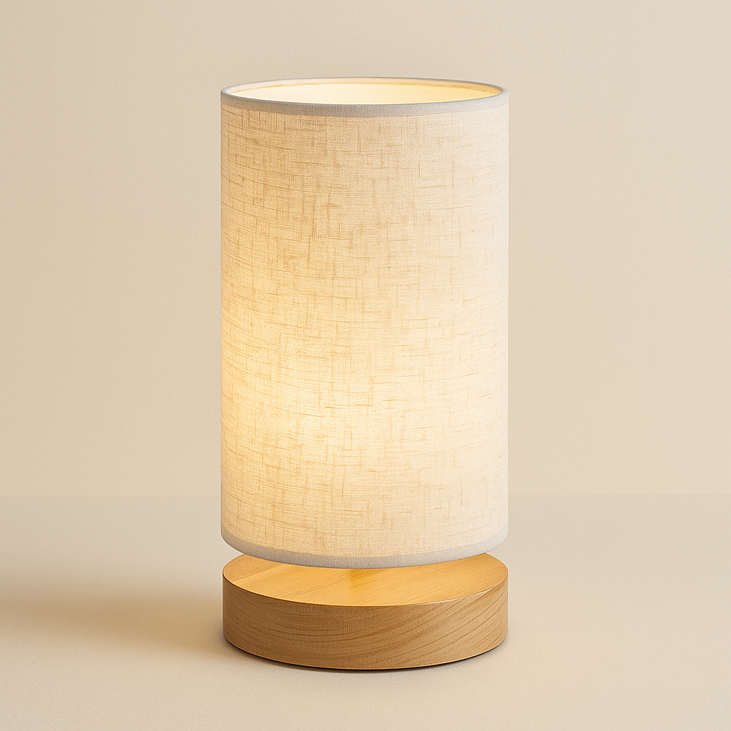 Lampe de Chevet LED en Bois et Lin – Design Minimaliste, Lumière Chaude Apaisante pour Ambiance Cosy