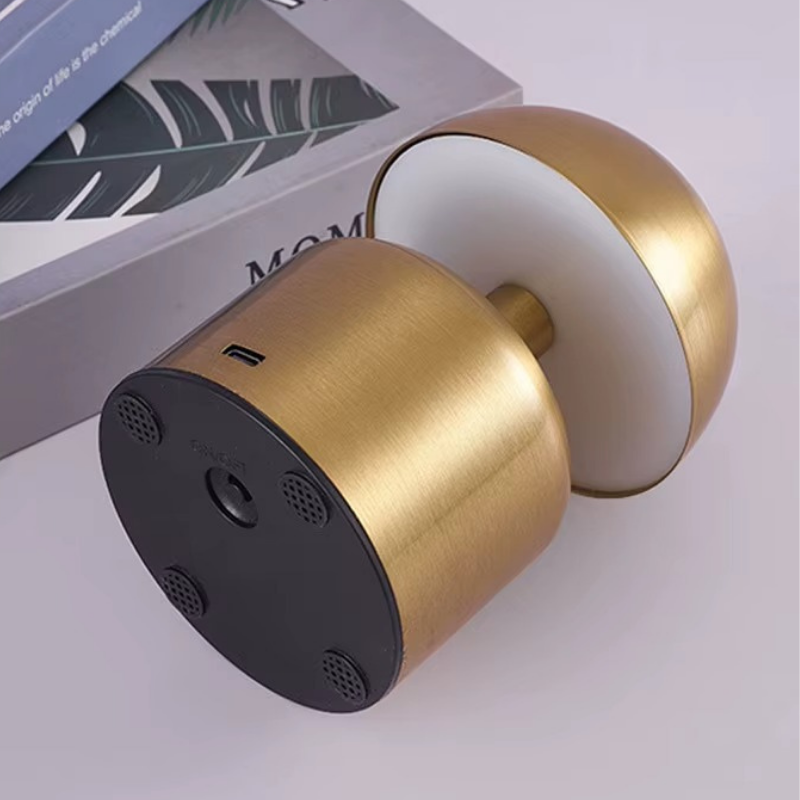 Lampe de Chevet LED Tactile Rechargeable – 3 Couleurs Ajustables, Design Champignon en Métal, Sans Fil Élégant et Cosy
