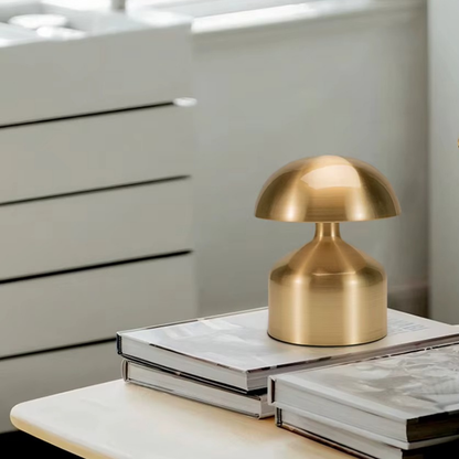 Lampe de Chevet LED Tactile Rechargeable – 3 Couleurs Ajustables, Design Champignon en Métal, Sans Fil Élégant et Cosy