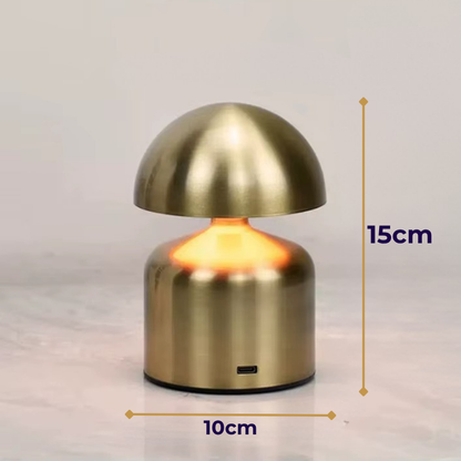 Lampe de Chevet LED Tactile Rechargeable – 3 Couleurs Ajustables, Design Champignon en Métal, Sans Fil Élégant et Cosy