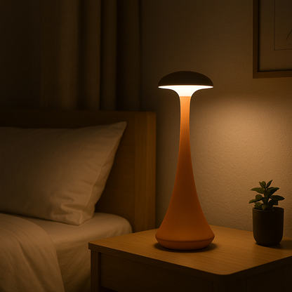 Lampe de Chevet LED Tactile Rechargeable – Design Champignon en Aluminium, Dimmable 3 Tons pour Ambiance Élégante