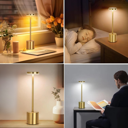 Lampe de Chevet LED Rechargeable Tactile en Métal – 3 Couleurs Ajustables, Design Industrielle Moderne Élégant et Portable