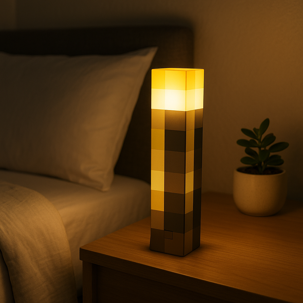 Lampe de Chevet Torche LED Rechargeable — Design Pixel Fun, USB & Couleurs Changeantes pour Déco Ludique