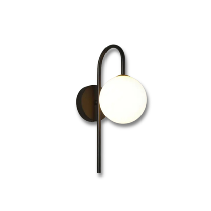 Lampe de Chevet Murale LED Moderne – Globe en Verre Givré, Finition Noir & Or, Lumière Douce et Élégante Applique Murale Globe