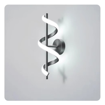 Lampe de Chevet Murale LED Spirale – Design Nordique Minimaliste, Métal Noir ou Doré, Lumière Apaisante Moderne