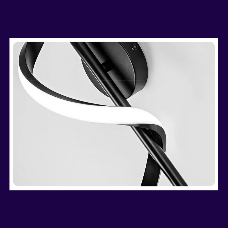 Lampe de Chevet Murale LED Spirale – Design Nordique Minimaliste, Métal Noir ou Doré, Lumière Apaisante Moderne