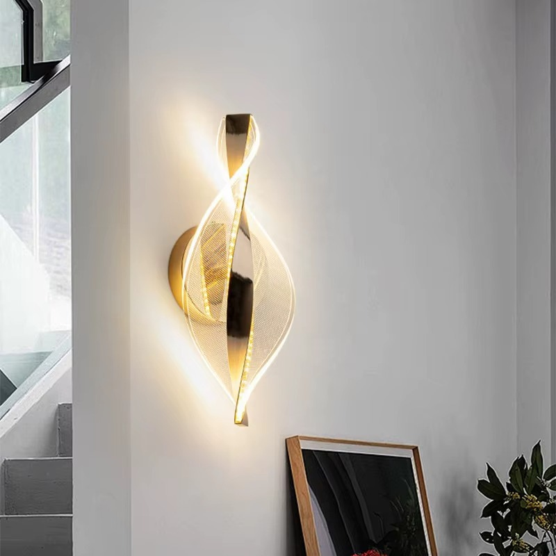 Lampe de Chevet Murale LED Nordique – Design Acrylique Torsadé, 3 Tons de Lumière pour Ambiance Élégante Moderne