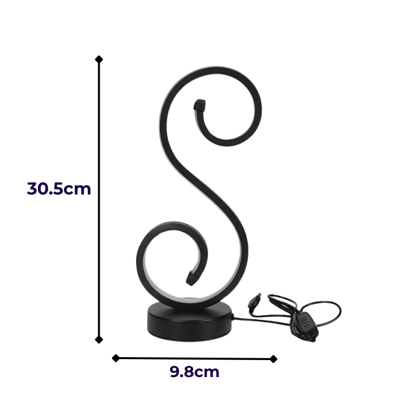 Lampe de Chevet LED Design Moderne en Forme de S – Trois Tons De Couleurs pour Ambiance Élégante et Cosy