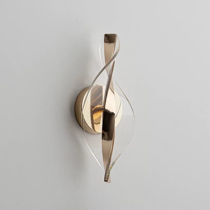 Lampe de Chevet Murale LED Nordique – Design Acrylique Torsadé, 3 Tons de Lumière pour Ambiance Élégante Moderne