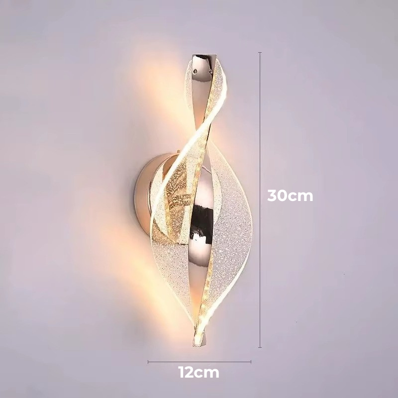 Lampe de Chevet Murale LED Nordique – Design Acrylique Torsadé, 3 Tons de Lumière pour Ambiance Élégante Moderne