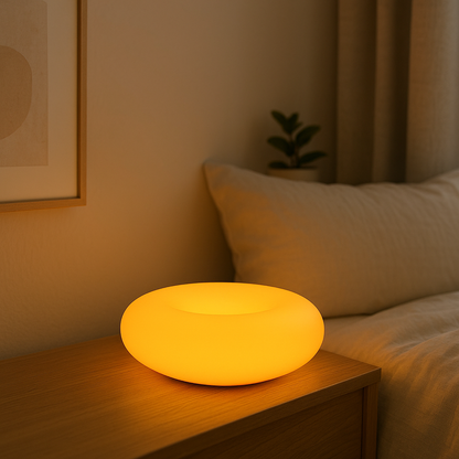 Lampe de Chevet Design Bauhaus — LED Tactile Donut RGB 16 Couleurs, USB & Dimmable pour Ambiance Moderne
