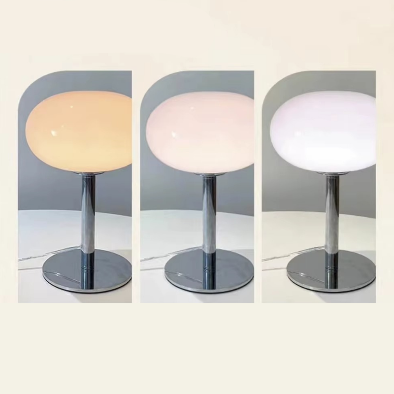 Lampe de Chevet Lollipop en Verre Crème – LED, Design Rétro Élégant et Ambiance Douce