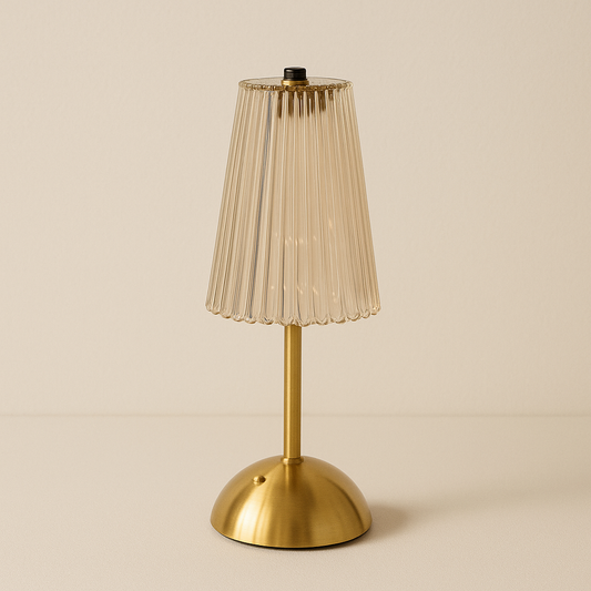 Lampe de Chevet Cristal Doré Rechargeable — Tactile LED Dimmable & Éclairage Chaud Élégant