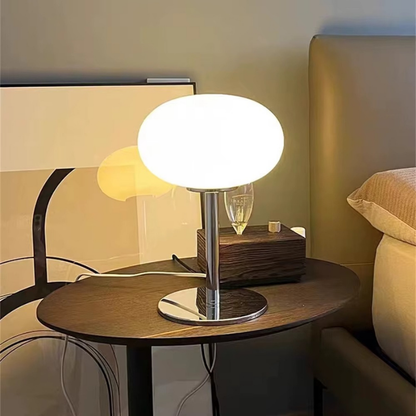 Lampe de Chevet Lollipop en Verre Crème – LED, Design Rétro Élégant et Ambiance Douce
