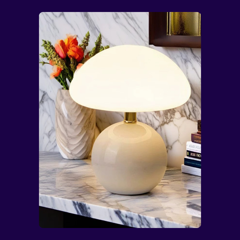 Lampe de Chevet Champignon LED – Design Moderne Blanc, Ambiance Cosy et Éclairage Apaisant