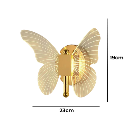 Lampe de Chevet Papillon LED Murale – Design Moderne en Acrylique Doré, Lumière Douce et Élégante
