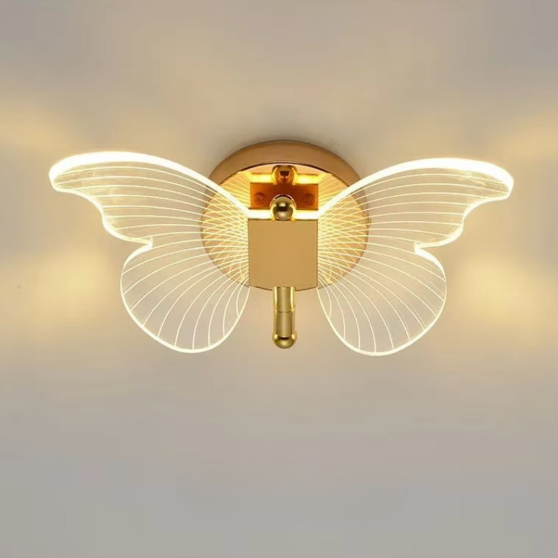 Lampe de Chevet Papillon LED Murale – Design Moderne en Acrylique Doré, Lumière Douce et Élégante