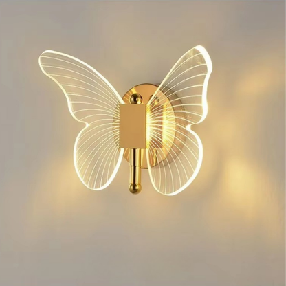 Lampe de Chevet Papillon LED Murale – Design Moderne en Acrylique Doré, Lumière Douce et Élégante