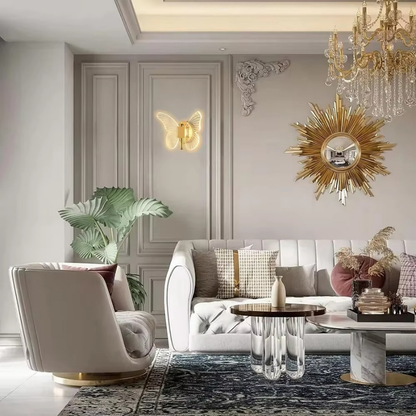 Lampe de Chevet Papillon LED Murale – Design Moderne en Acrylique Doré, Lumière Douce et Élégante